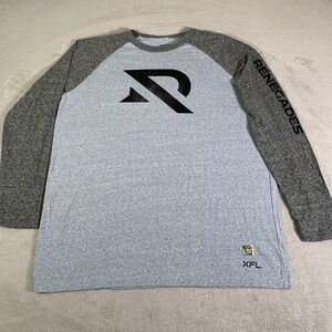 Arlington Renegades Shirt Mens XL Gray XFL Football Long Sleeve Raglan Tee